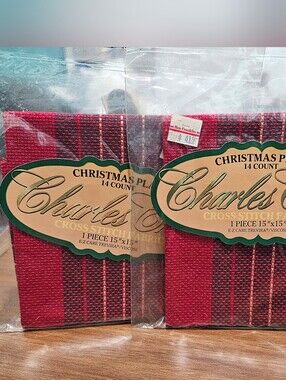 Charles Craft Christmas Plaid Cross Stitch 14 Count Aida Cloth Size 15x15 New